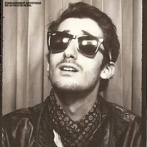 Marco Miraglia in a Paris photobooth, Ray-Ban and leather jacket — Établissement Artistique de la Ville de Paris