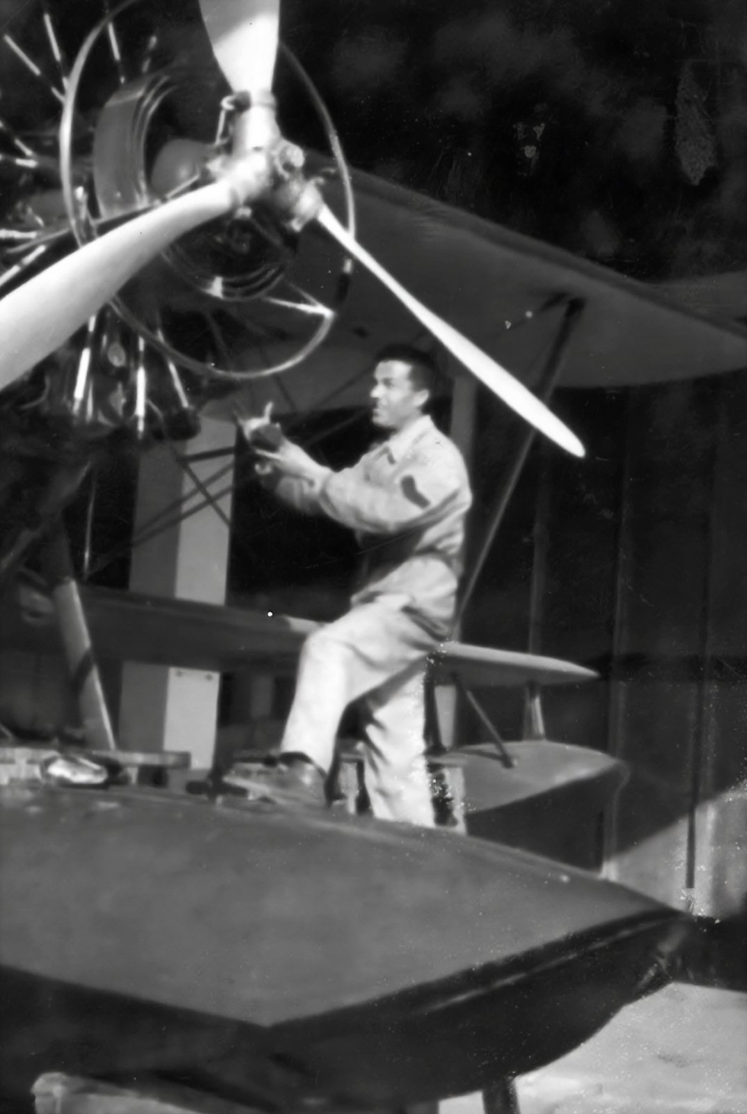 Michele Miraglia on a seaplane