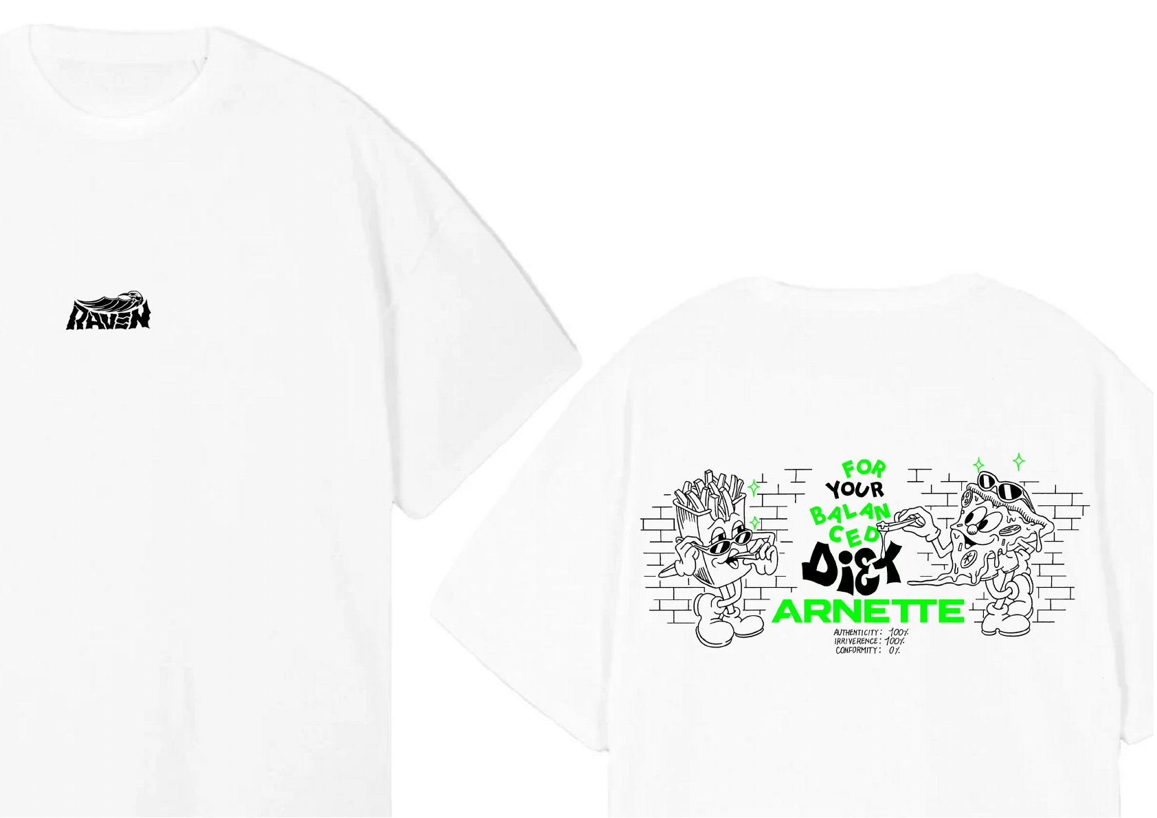 Arnette × Raven — t-shirt mockup, alternate view